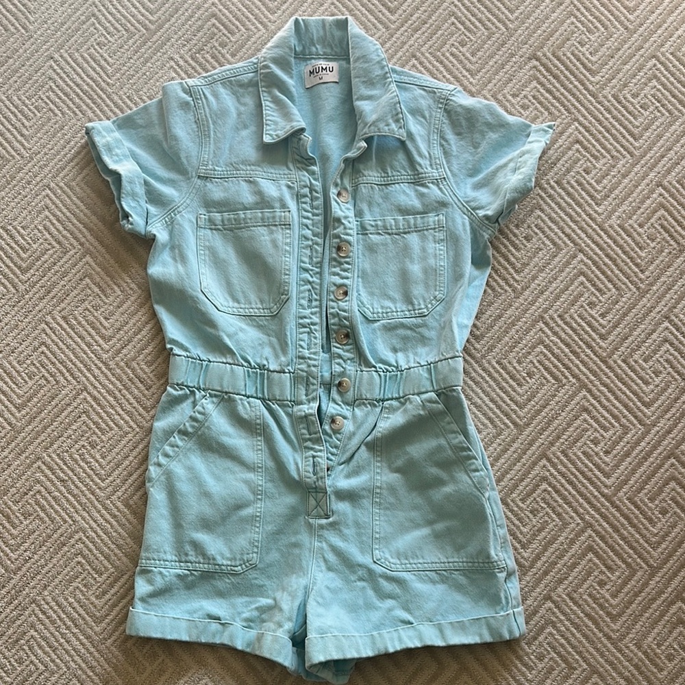 Show me your Mumu Light Blue Denim Romper